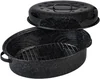 19-inch black oval roaster, lid and rack