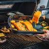 Vegetables cooking in the grill tray