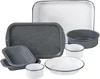 White and gray enameled steel bakeware assortment