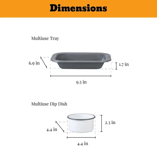 Multiuse tray and dip dish dimensions