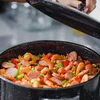 Vegetables and seafood in the stockpot