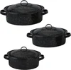 Three casseroles with matching lids