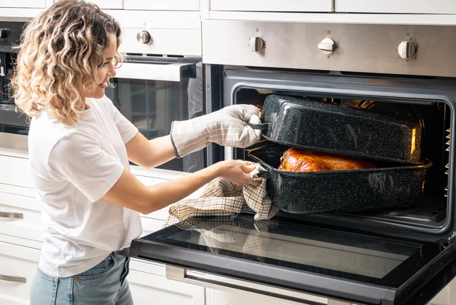 Granite Ware roasters in a home oven